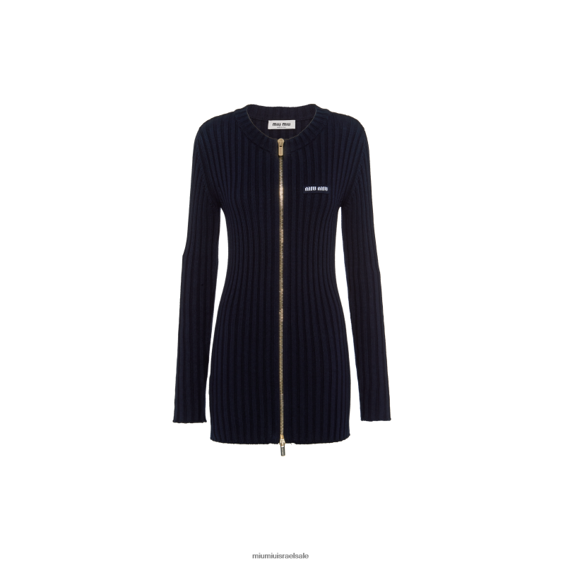 מוכן ללבישה חיל הים Miu Miu קרדיגן סרוג מכותנה FNPPL363