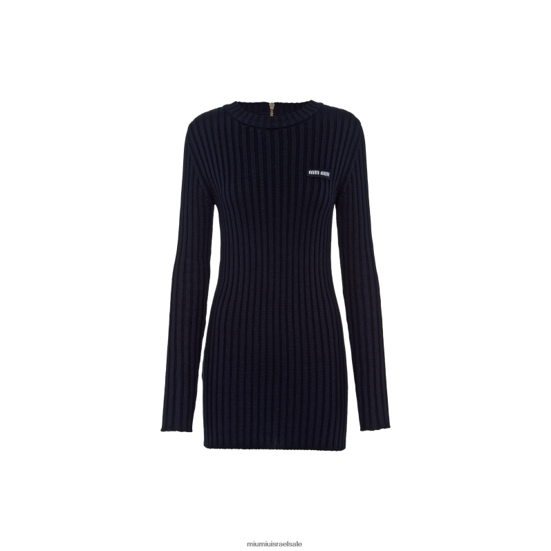 מוכן ללבישה חיל הים Miu Miu שמלת מיני סריג כותנה FNPPL364