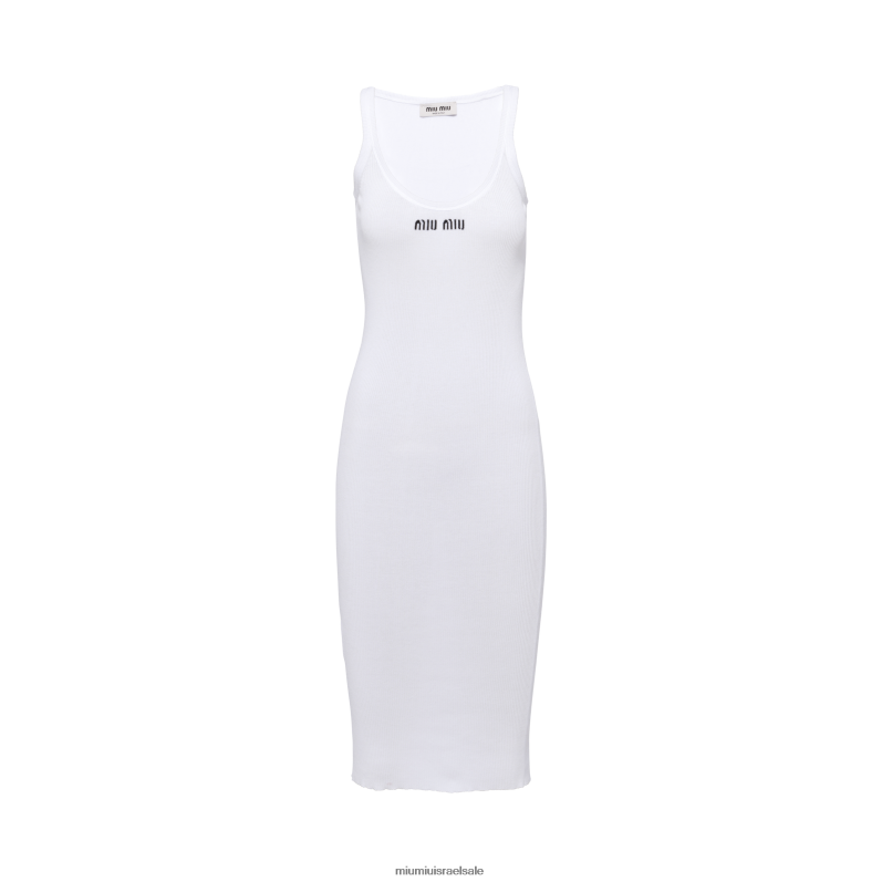מוכן ללבישה לבן Miu Miu שמלת כותנה FNPPL376