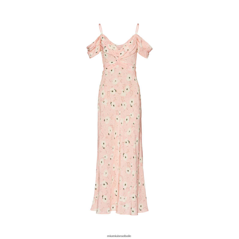 מוכן ללבישה אופלין/שנהב Miu Miu שמלת קרפ דה צ'ין ארוכה FNPPL385