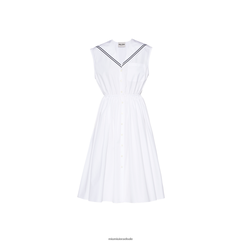 מוכן ללבישה לבן Miu Miu שמלת פופלין מלחים FNPPL390