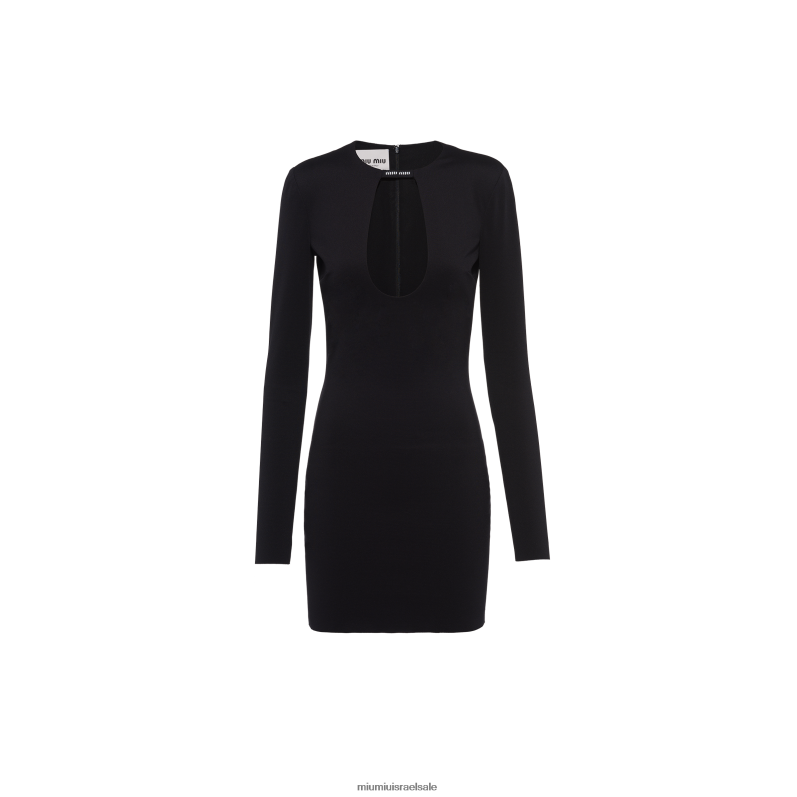 מוכן ללבישה שָׁחוֹר Miu Miu שמלת מיני ג'רסי מתיחה FNPPL399