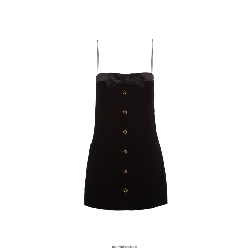 מוכן ללבישה שָׁחוֹר Miu Miu שמלה קצרה מקטיפה FNPPL403