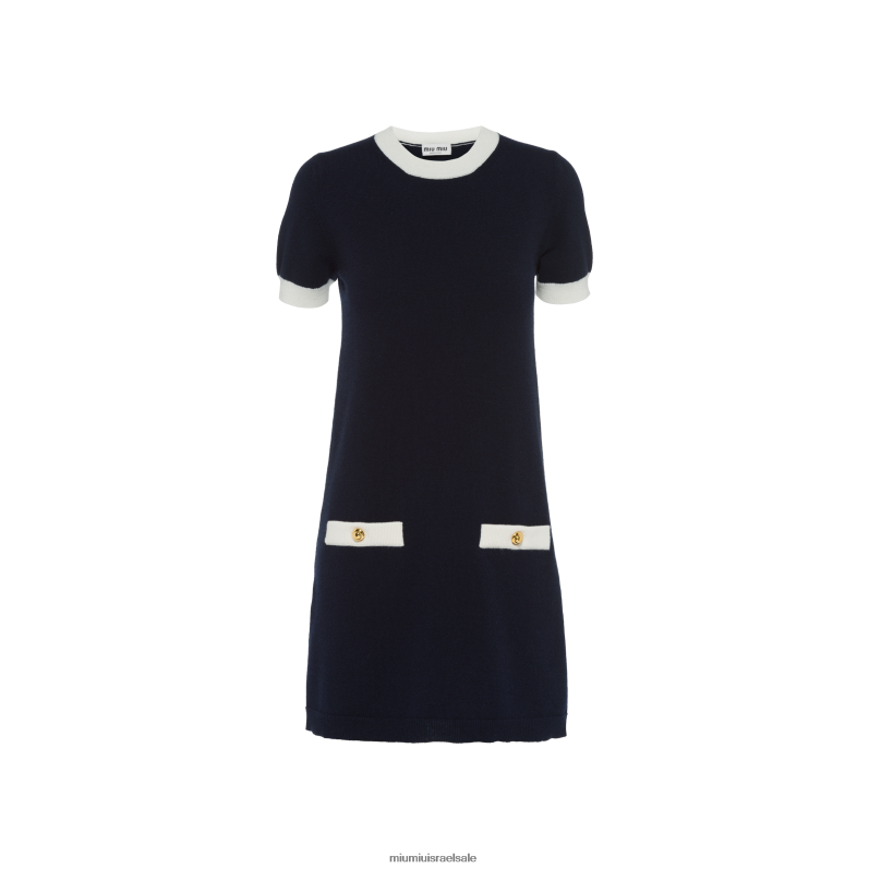 מוכן ללבישה חיל הים Miu Miu שמלת קשמיר עם צווארון FNPPL407