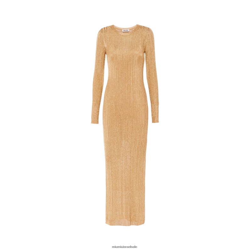 מוכן ללבישה זהב Miu Miu שמלה ארוכה צולעת FNPPL426