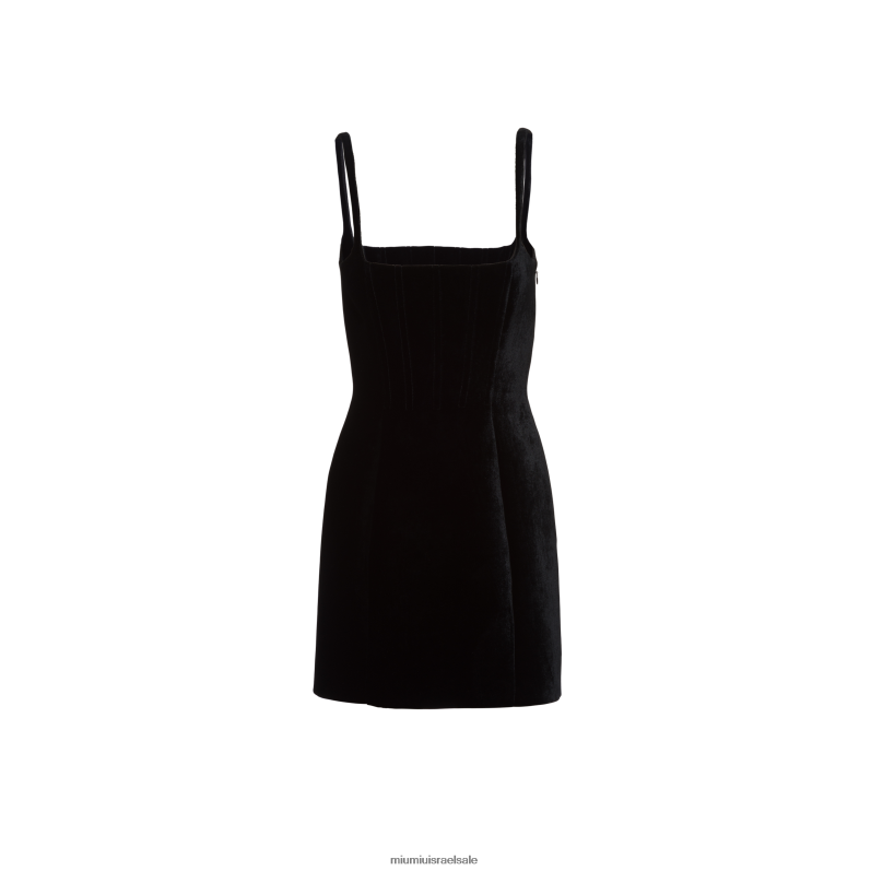 מוכן ללבישה שָׁחוֹר Miu Miu שמלת מיני קטיפה FNPPL427