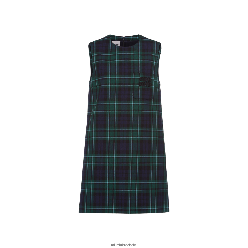 מוכן ללבישה חיל הים Miu Miu שמלת מיני משובצת FNPPL430