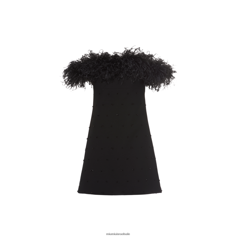 מוכן ללבישה שָׁחוֹר Miu Miu שמלת טריקוטין רקומה FNPPL432