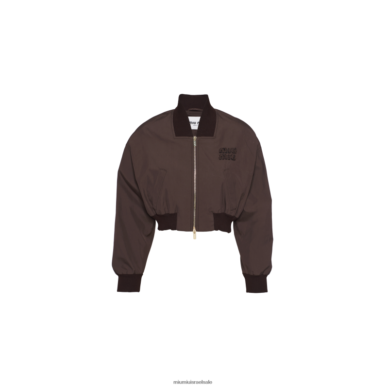 מוכן ללבישה חום קקאו Miu Miu מעיל בומבר מכותנה פנמה FNPPL452