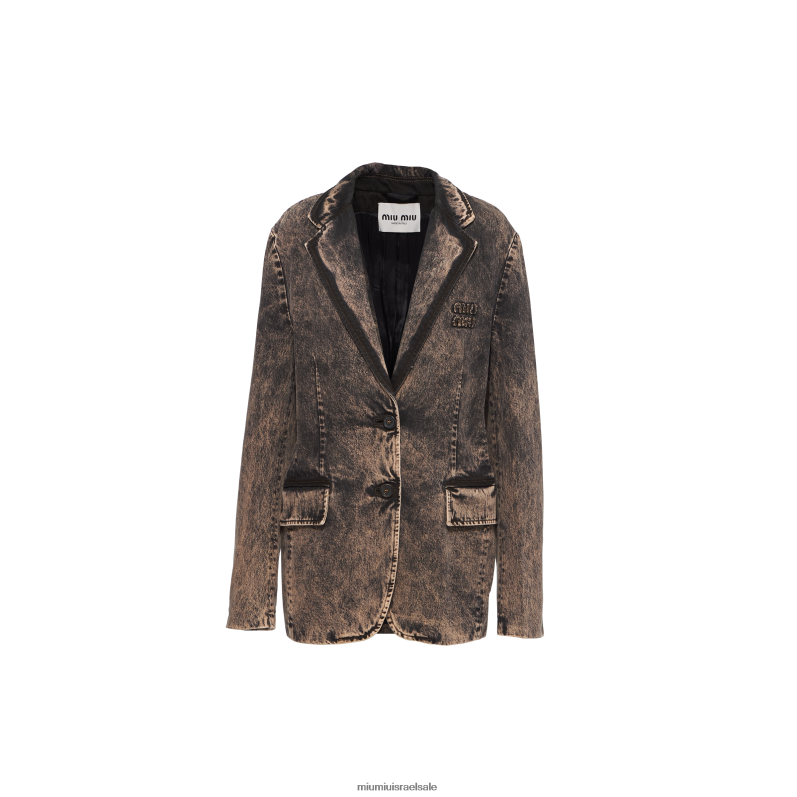 מוכן ללבישה שָׁחוֹר Miu Miu ז'קט ג'ינס משויש FNPPL457