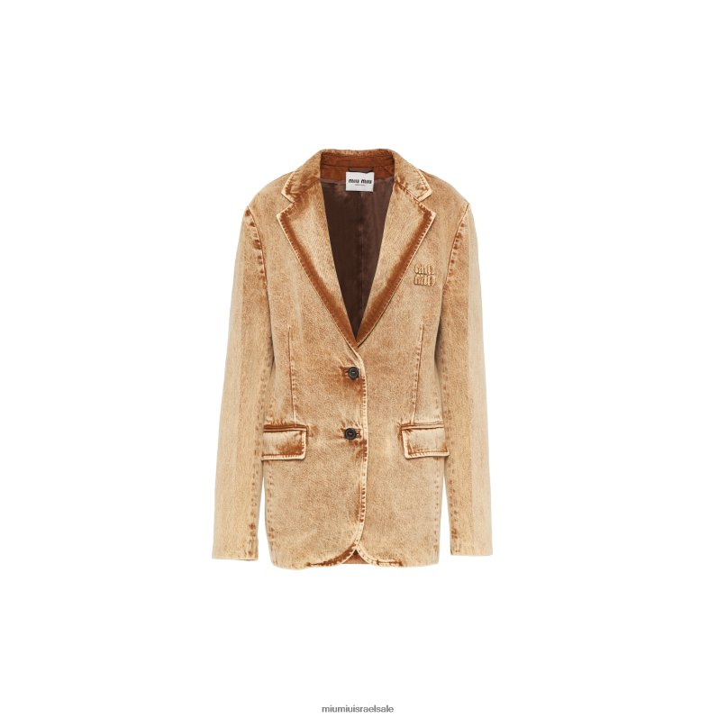 מוכן ללבישה קוניאק Miu Miu ז'קט ג'ינס משויש FNPPL458