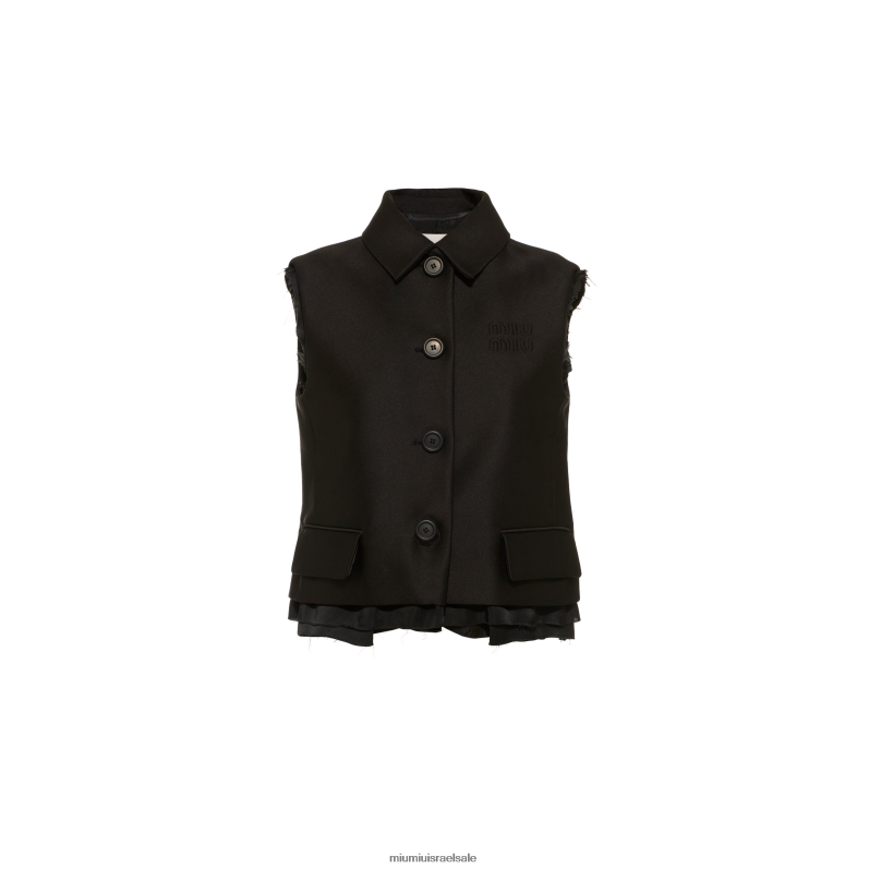 מוכן ללבישה שָׁחוֹר Miu Miu וסט רדזימיר חד חזה FNPPL462