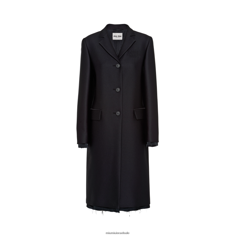 מוכן ללבישה שָׁחוֹר Miu Miu מעיל רדזימיר חד חזה FNPPL468