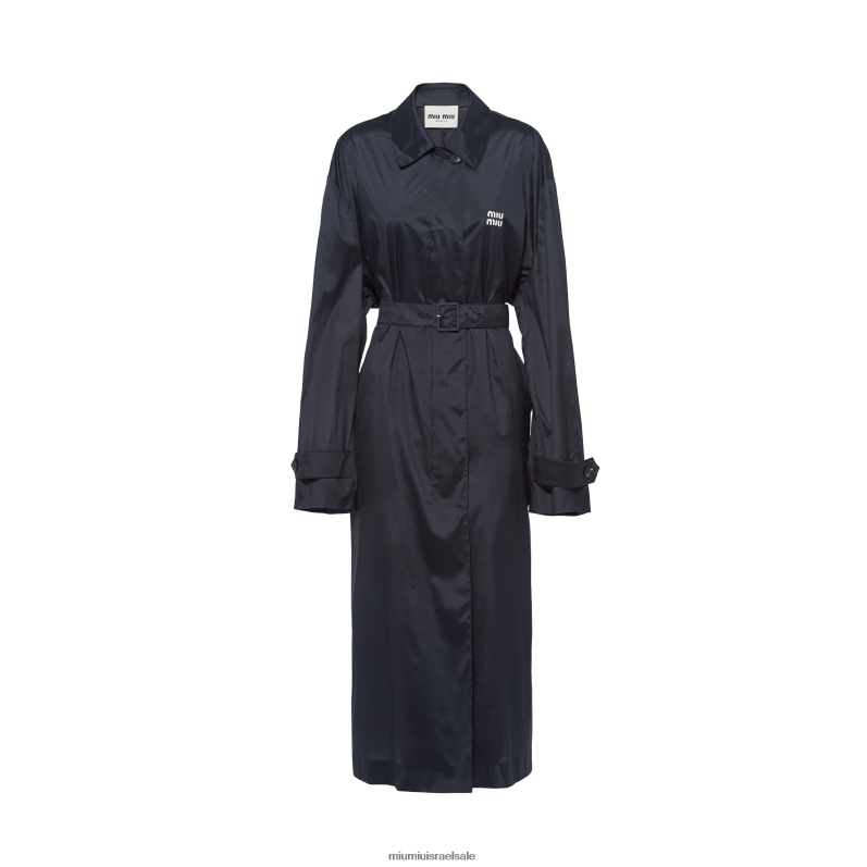 מוכן ללבישה חיל הים Miu Miu מעיל משי טכני FNPPL476