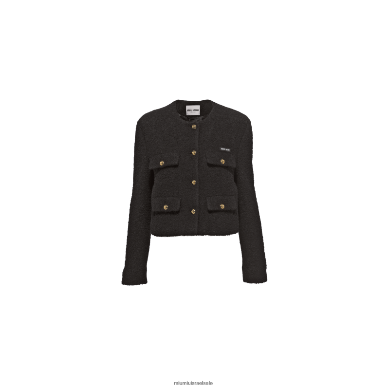 מוכן ללבישה שָׁחוֹר Miu Miu ז'קט בוקל חד חזה FNPPL479