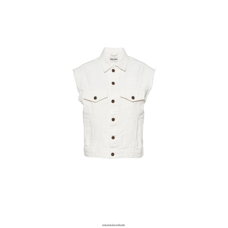 מוכן ללבישה לבן Miu Miu ז'קט בלוסון ג'ינס FNPPL483