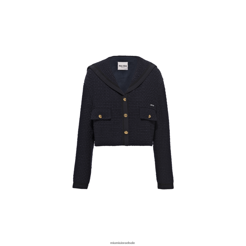 מוכן ללבישה חיל הים Miu Miu ז'קט טוויד חד חזה FNPPL484