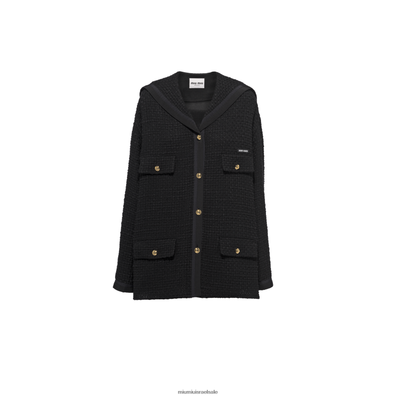 מוכן ללבישה שָׁחוֹר Miu Miu ז'קט טוויד חד חזה FNPPL485