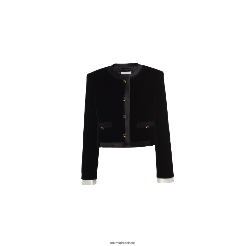 מוכן ללבישה שָׁחוֹר Miu Miu ז'קט קטיפה חד חזה FNPPL500