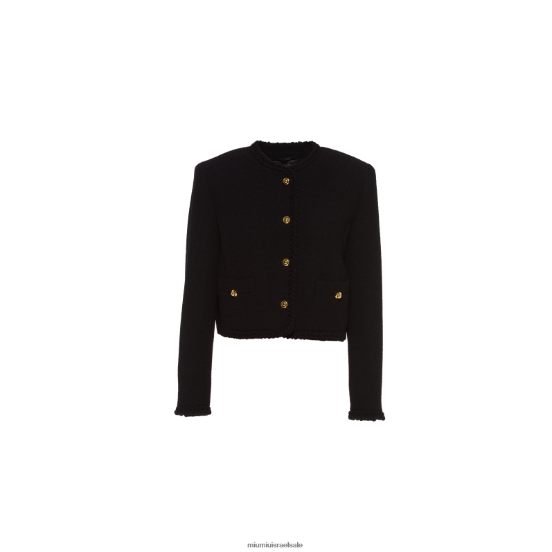 מוכן ללבישה שָׁחוֹר Miu Miu מעיל בוקל חד חזה FNPPL501