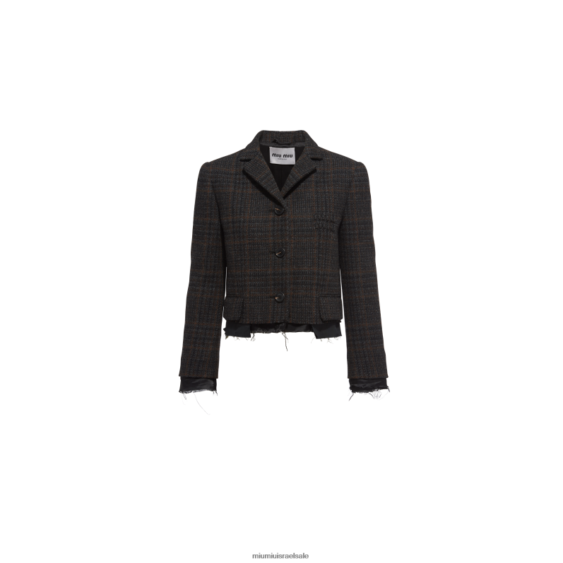 מוכן ללבישה הָבְנֶה Miu Miu ז'קט משובץ חד חזה FNPPL505