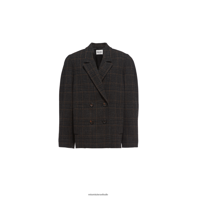 מוכן ללבישה הָבְנֶה Miu Miu ז'קט משובץ כפול חזה FNPPL506