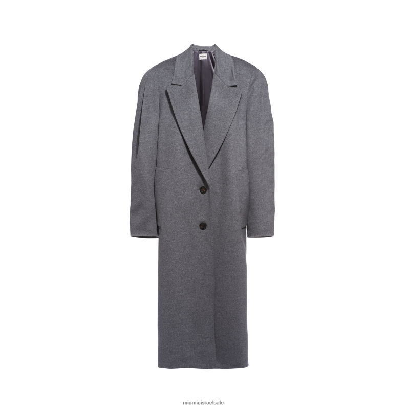מוכן ללבישה אפור Miu Miu מעיל קטיפה חד חזה FNPPL509