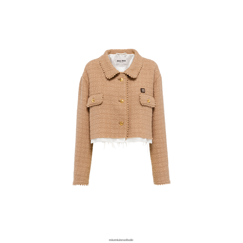 מוכן ללבישה חום גמל Miu Miu ז'קט טוויד חד חזה FNPPL516