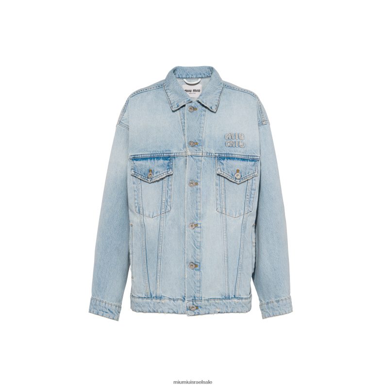 מוכן ללבישה כחול בהיר Miu Miu ז'קט בלוסון ג'ינס רקום FNPPL524