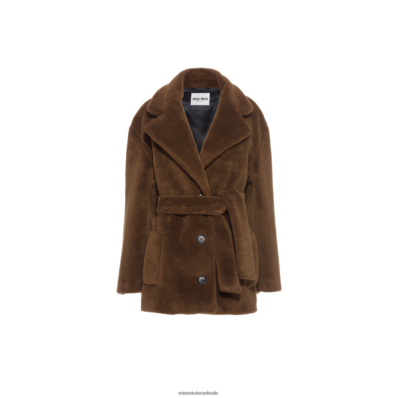 מוכן ללבישה טַבָּק Miu Miu מעיל אלפקה חד חזה FNPPL531