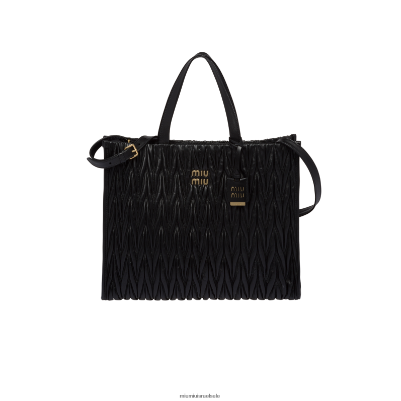 אוסף שָׁחוֹר Miu Miu תיק מעור נאפה מטאלס FNPPL54