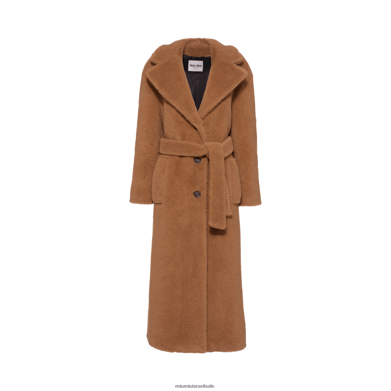 מוכן ללבישה חום גמל Miu Miu מעיל אלפקה חד חזה FNPPL541