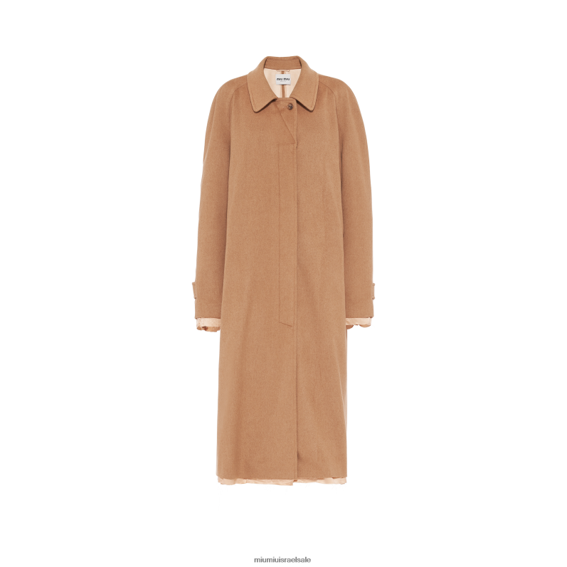 מוכן ללבישה חום גמל Miu Miu מעיל שיער גמל מקטיפה חד חזה FNPPL551