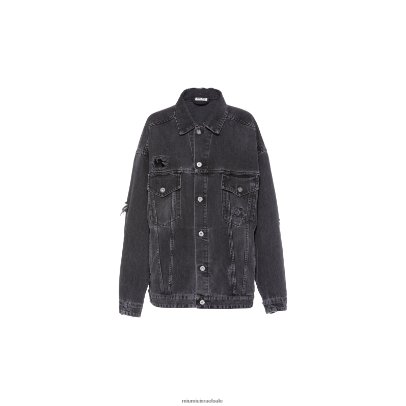 מוכן ללבישה שָׁחוֹר Miu Miu ז'קט בלוסון ג'ינס אוברסייז FNPPL554
