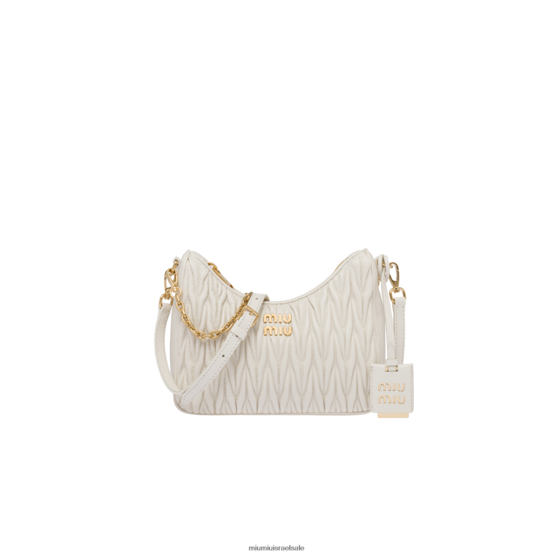 אוסף לבן Miu Miu תיק כתף מעור נאפה מטאלס FNPPL57