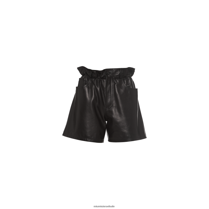 מוכן ללבישה שָׁחוֹר Miu Miu מכנסיים קצרים מעור נאפה FNPPL571