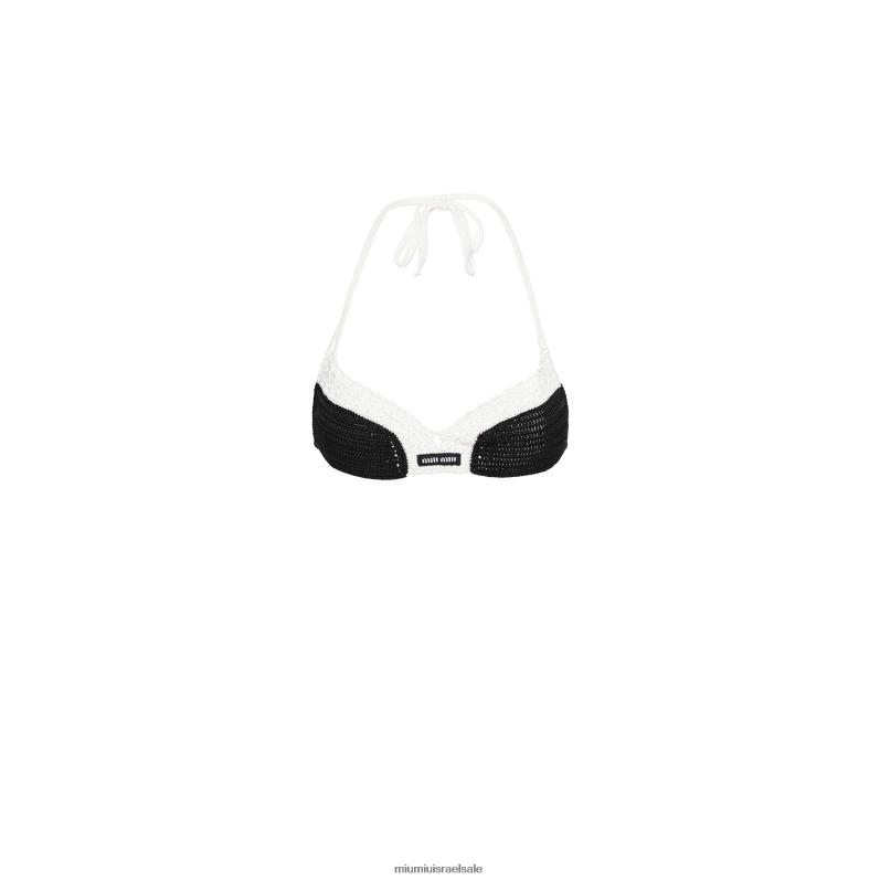 מוכן ללבישה שָׁחוֹר Miu Miu חזיית סריג כותנה FNPPL573