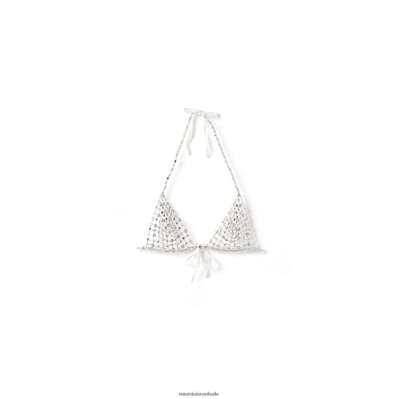 מוכן ללבישה לבן Miu Miu טופ קרושה רקום FNPPL574