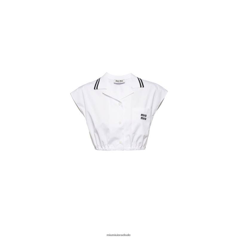 מוכן ללבישה לבן Miu Miu טופ פופלין FNPPL577