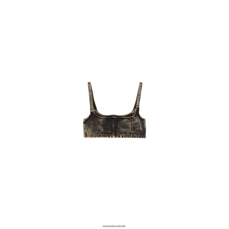 מוכן ללבישה שָׁחוֹר Miu Miu טופ ג'ינס משויש FNPPL585