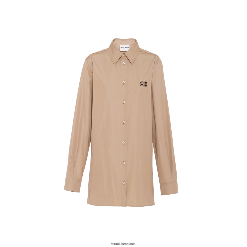 מוכן ללבישה אפור חימר Miu Miu חולצת פופלין FNPPL587