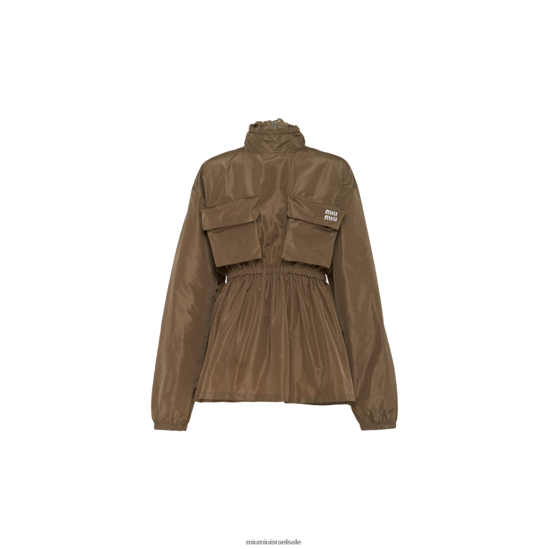 מוכן ללבישה אפור חימר Miu Miu חלק עליון מבד טכני FNPPL588