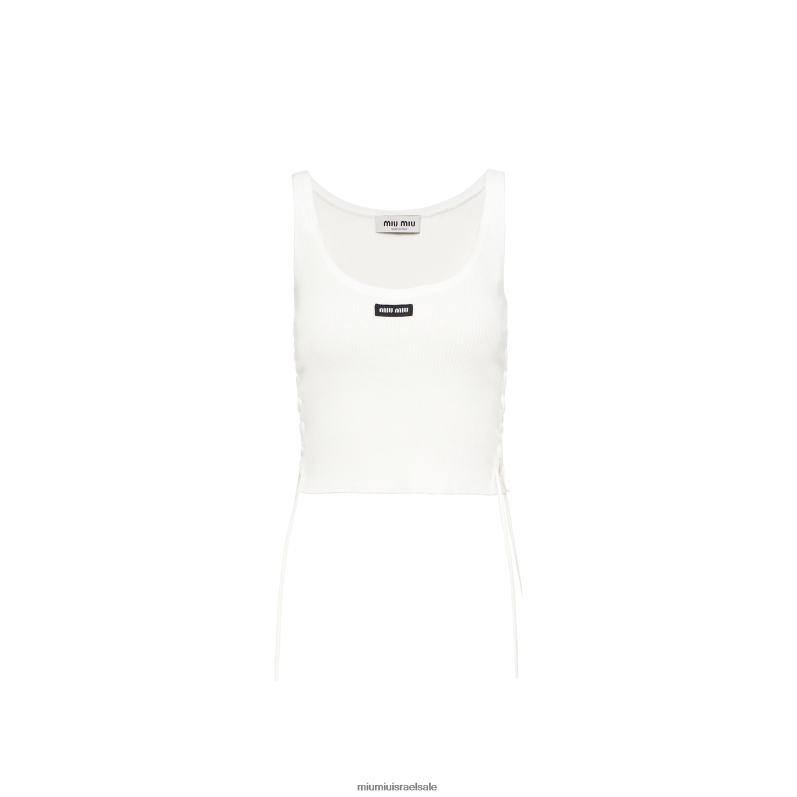 מוכן ללבישה לבן Miu Miu גופיית כותנה ג'רזי FNPPL613