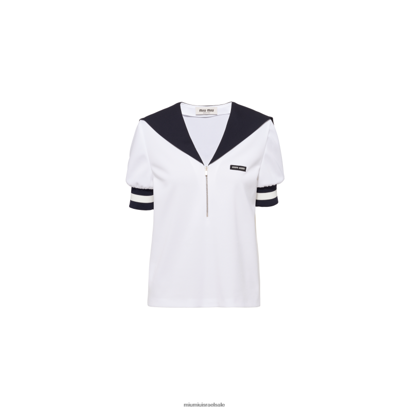 מוכן ללבישה לבן Miu Miu טופ פיקה FNPPL614