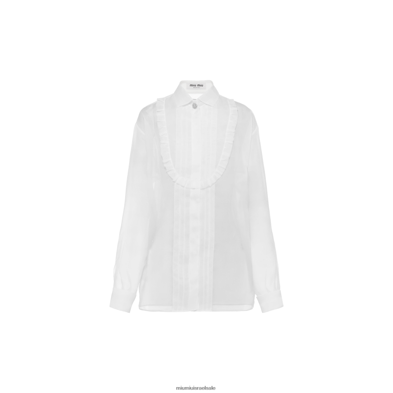 מוכן ללבישה לבן Miu Miu חולצת אורגנזה FNPPL625