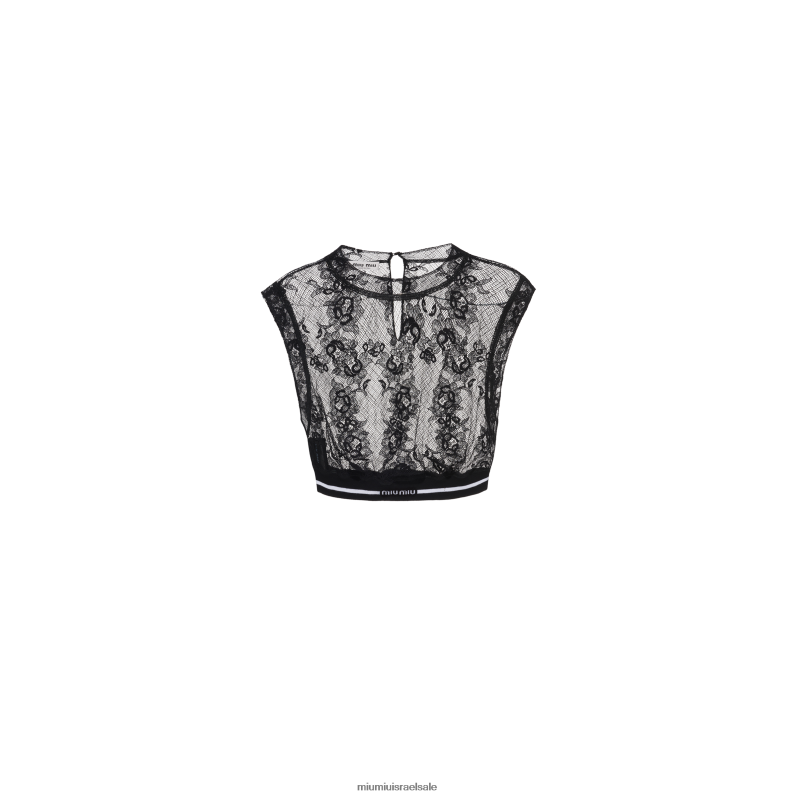 מוכן ללבישה שָׁחוֹר Miu Miu עליונית תחרה FNPPL634