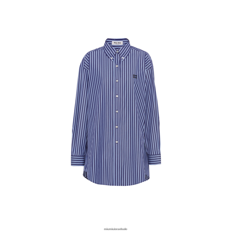 מוכן ללבישה חיל הים Miu Miu חולצת פופלין במידות גדולות FNPPL640