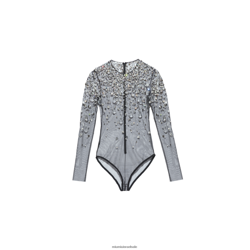 מוכן ללבישה שָׁחוֹר Miu Miu חלק עליון רקום מטול FNPPL648