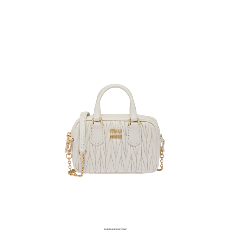 אוסף לבן Miu Miu מיני תיק מעור נאפה מטלס עם ידית עליונה FNPPL65