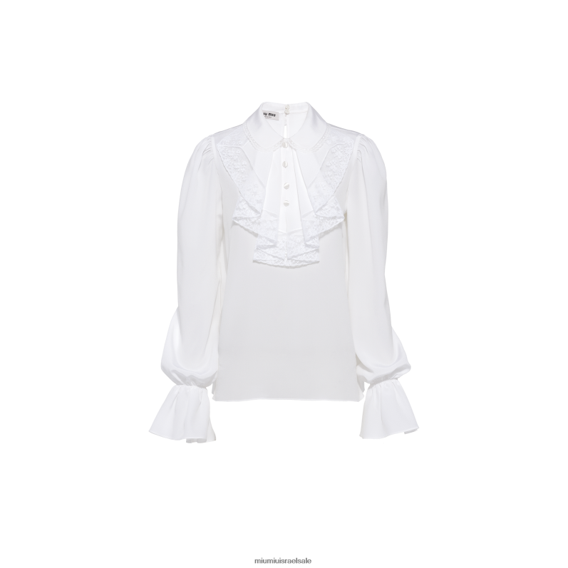 מוכן ללבישה לבן Miu Miu חולצת קרפ דה צ'ין FNPPL650
